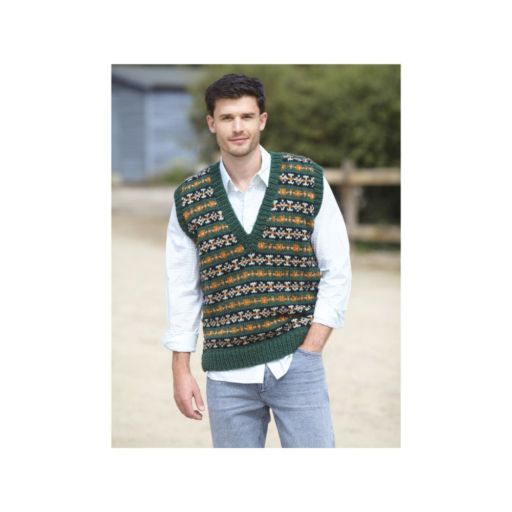 King Cole Chunky Men's Sweater Vest Knitting Pattern 6414