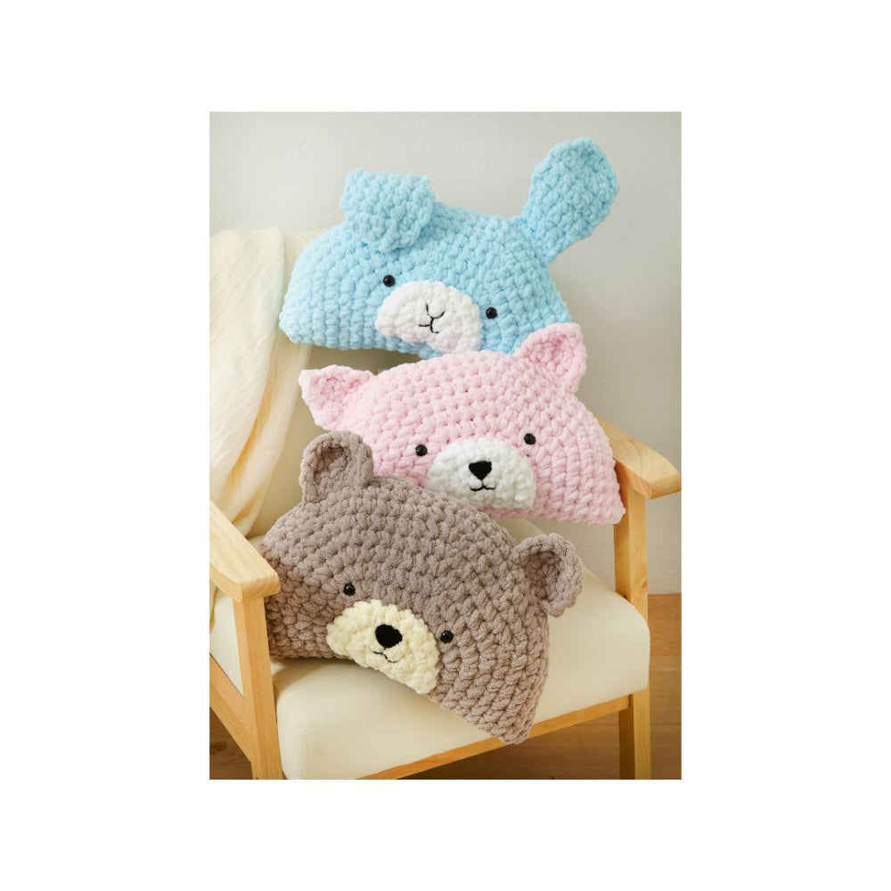 King Cole Crochet Bear, Cat and Rabbit Pillow Pattern 9218