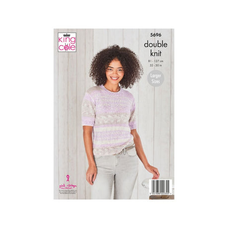 King Cole Short Sleeve Sweater DK Knitting Pattern 5696