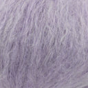 A close-up texture shot of fluffy, shaggy lavender-purple yarn, showing the fine strands and soft, fuzzy surface.