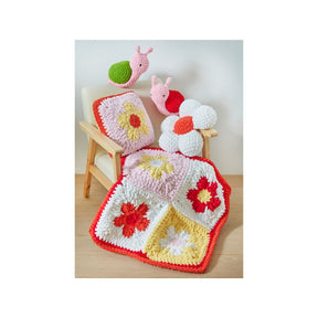 King Cole Jumbo Toastie Crochet Pattern 6389 - Flower Cushion, Blankets and Toy Snails