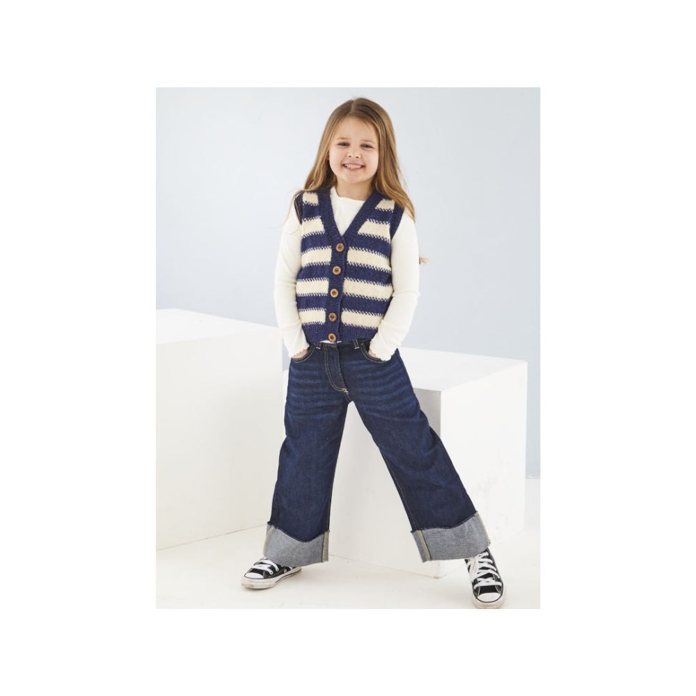 King Cole Kids 4 Ply Waistcoat Knitting Pattern 6335