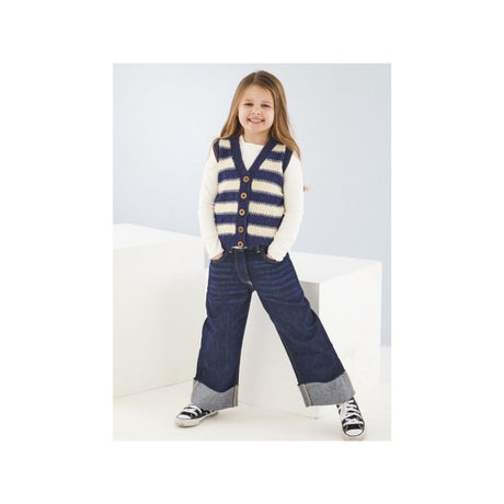 King Cole Kids 4 Ply Waistcoat Knitting Pattern 6335