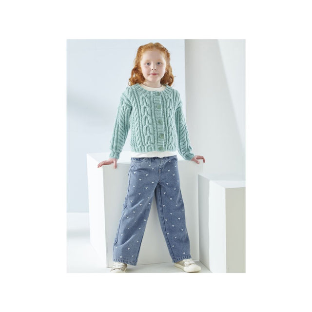 King Cole Kids Aran Cardigan Knitting Pattern 6561