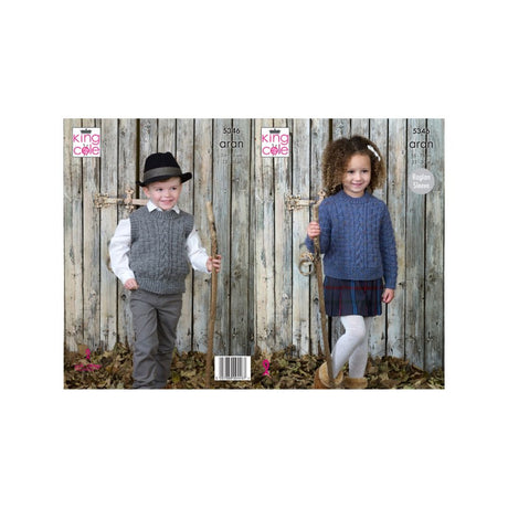 King Cole Kids Aran Knitting Pattern 5346