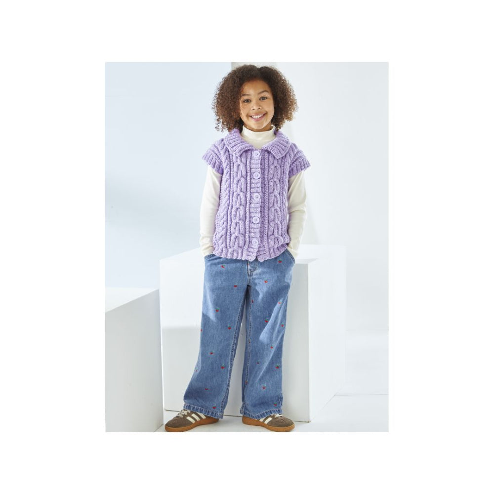 King Cole Kids Aran Short Sleeve Cardigan Knitting Pattern 6561