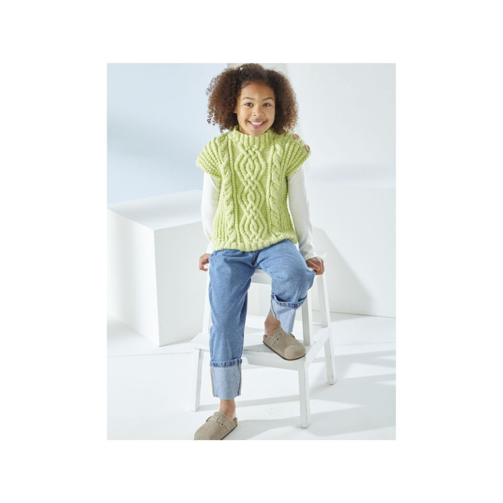 King Cole Kids Aran Tabard Knitting Pattern 6560