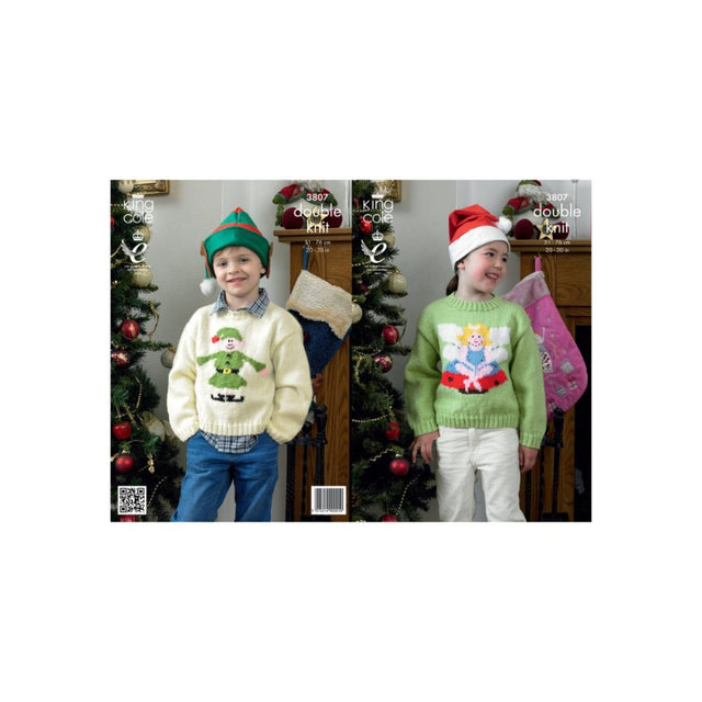 King Cole Kids Christmas Jumper Knitting Pattern 3807