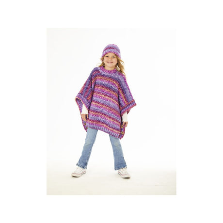 King Cole Kids Chunky Poncho and Hat Knitting Pattern 6400