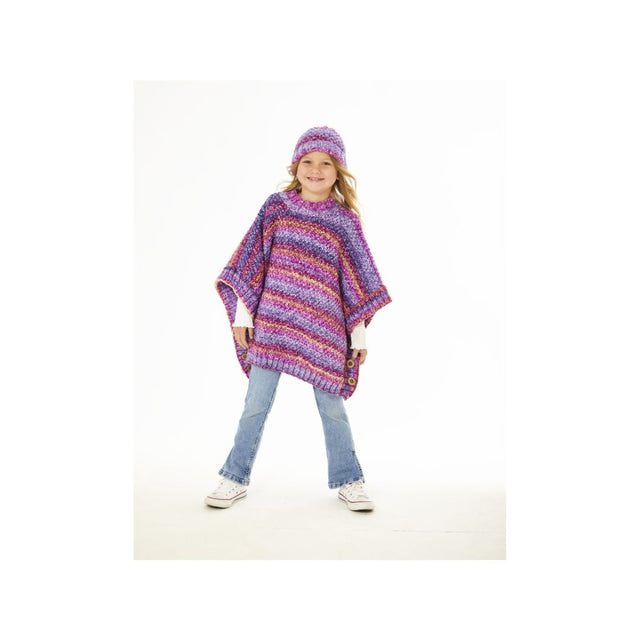 King Cole Kids Chunky Poncho and Hat Knitting Pattern 6400