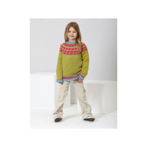 King Cole Kids Fair Isle Yoke Sweater Knitting Pattern 6343