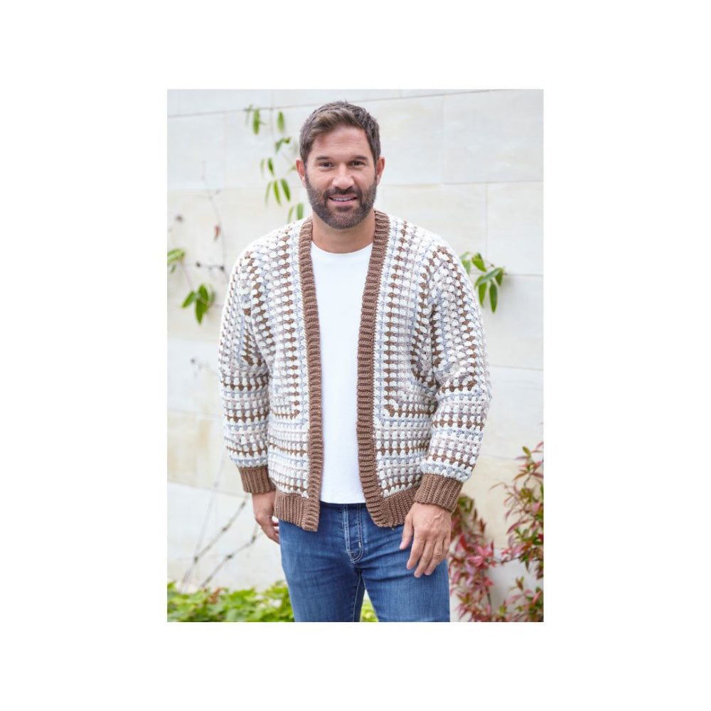 King Cole Mens Crochet Hexagon Cardigan Pattern 6481