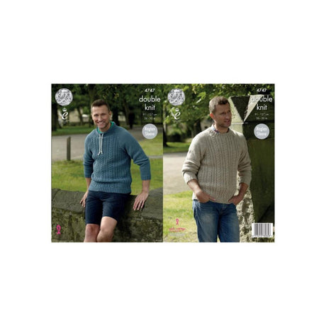 King Cole Mens Sweater DK Knitting Pattern 4747
