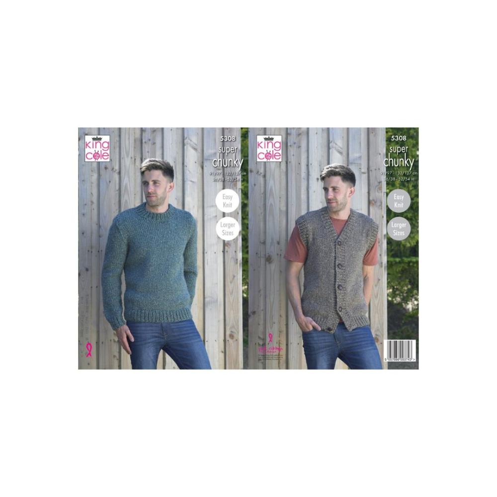 King Cole Mens Super Chunky Knitting Pattern 5308