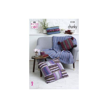 King Cole Chunky Cushion and Throw Knitting Pattern 5152