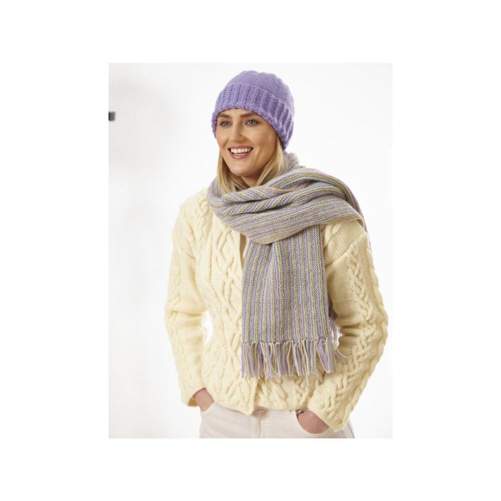 King Cole Scarf and Hat Knitting Pattern 6370