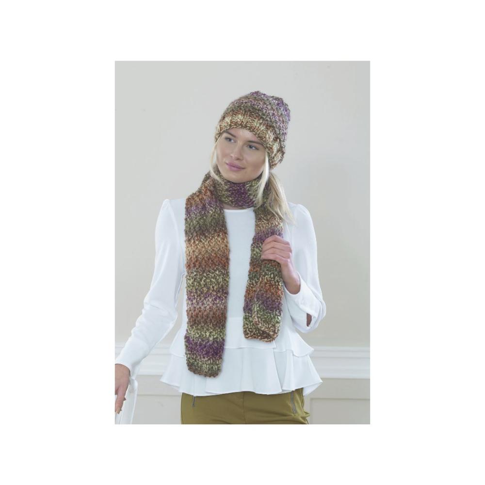 King Cole Super Chunky Hat and Scarf Knitting Pattern 5455
