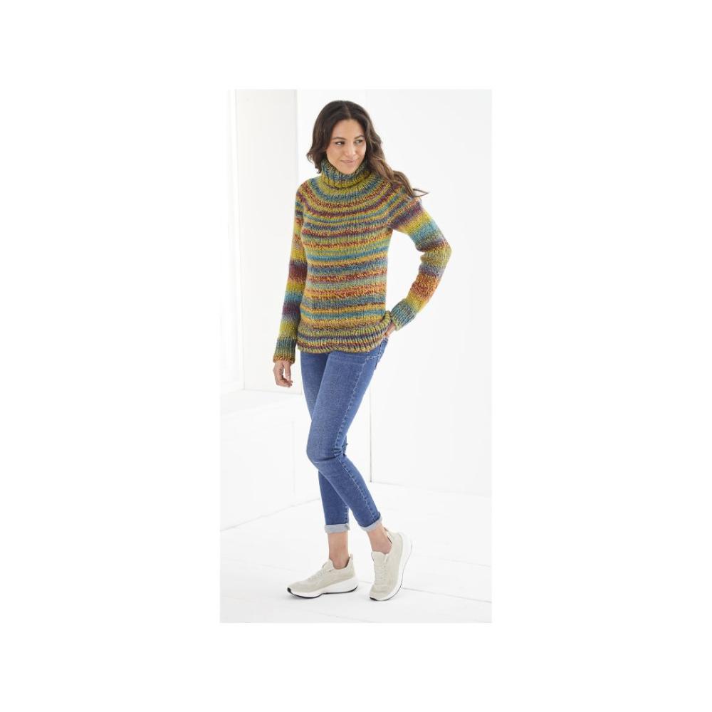 King Cole Super Chunky Top Down Sweater Knitting Pattern 6195