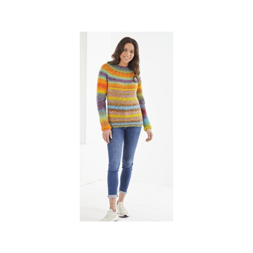 King Cole Top Down Sweater Knitting Pattern 6195