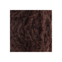 A square close-up of dark brown shaggy faux fur texture, centered on a white background.