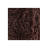 A square close-up of dark brown shaggy faux fur texture, centered on a white background.