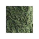 A close-up of a shaggy faux fur fabric in a muted sage green color, shown inside a square frame on a white background.