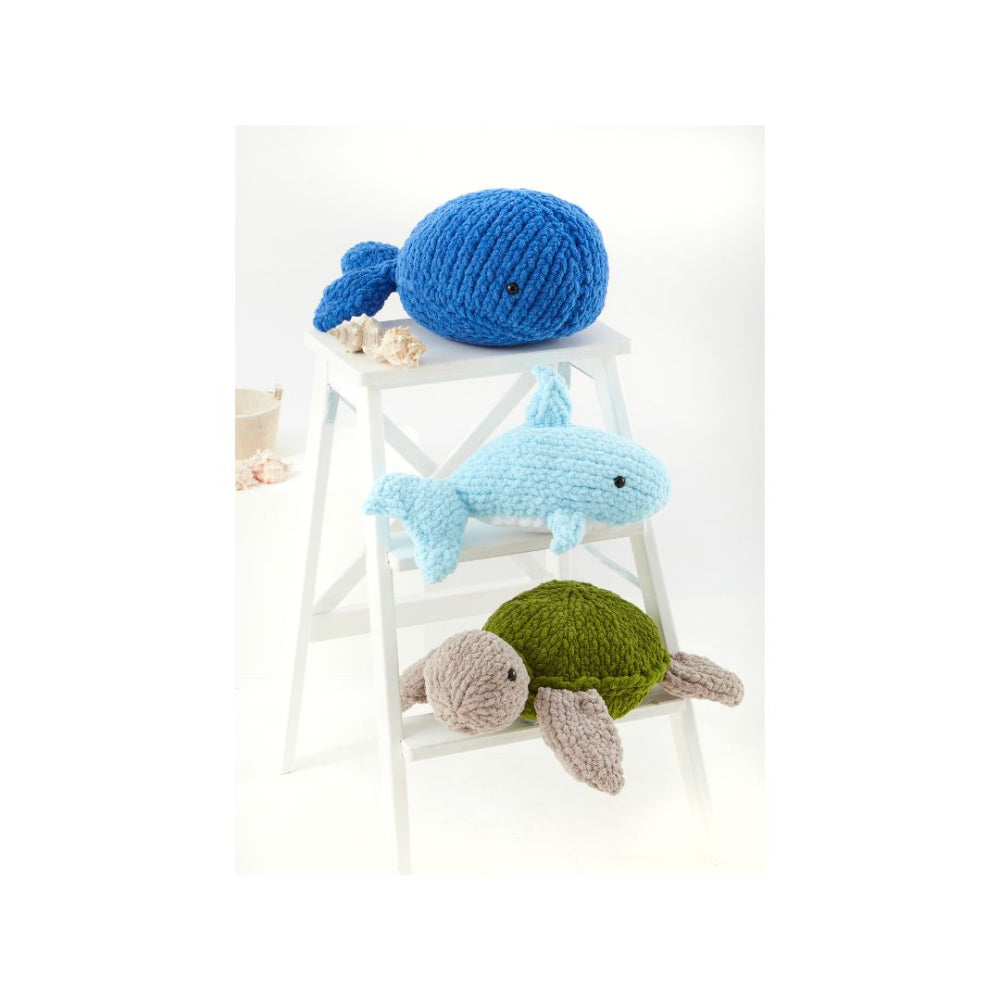 King Cole Whale, Shark and Turtle Toy Knitting Pattern 9215