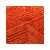 A close-up of bright orange fuzzy chenille arranged in a textured crisscross pattern, centred on a white background.