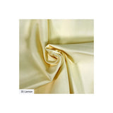 A close-up of draped fabric in a pale lemon yellow colour, with a small label reading '35 Lemon' in the lower-left corner of the fabric area.