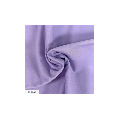 A close-up fabric swatch in a light lilac shade, shown with soft folds and a small label reading '09 Lilac' at the bottom left, on a white background.