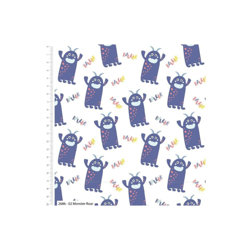 Cutest Little Monster Fabric - Monster Roar