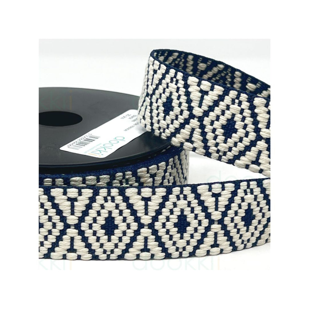 Navy and Natural 38 mm Bag Handle Webbing
