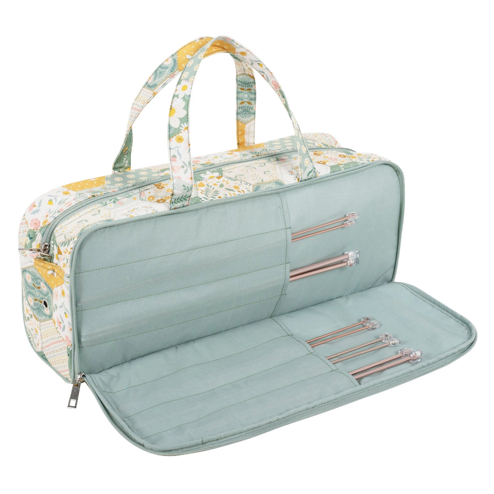 Patchwork Bee Knitting Bag Needle Storage Compartment