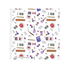 Procraftination Sewing Themed Cotton Fabric