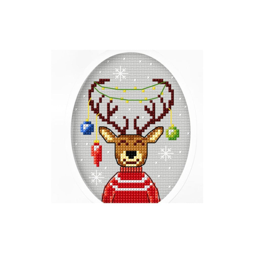 Reindeer Cross Stitch Card