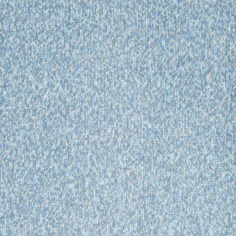 A close-up of a heathered light blue knit fabric texture, showing the fine woven pattern.