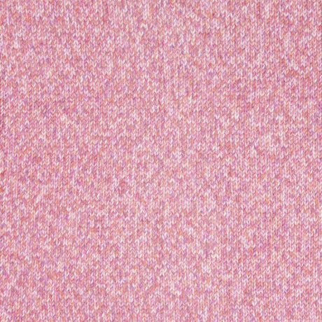 A close-up of a pink heathered knit fabric texture, showing the fine woven pattern.
