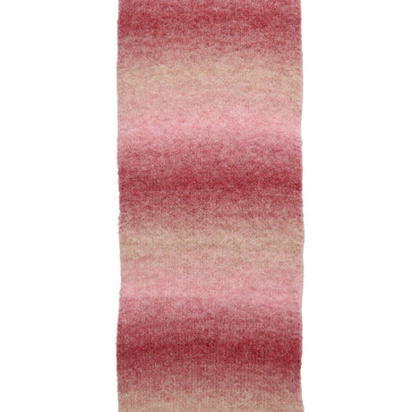 A vertical rectangular fabric swatch with a soft gradient pattern transitioning from deep dusty red at the top to light pink and warm beige at the bottom, shown on a plain white background.