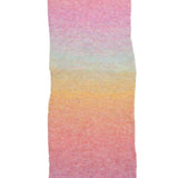 A vertical rectangular fabric swatch with a soft pastel ombre gradient transitioning from pink at the top, through pale blue and yellow, to peach-pink at the bottom, shown on a white background.