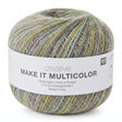 A ball of RICO DESIGN creative MAKE IT MULTICOLOR knit-in thread yarn, featuring a white paper label with black text, set against a plain white background.