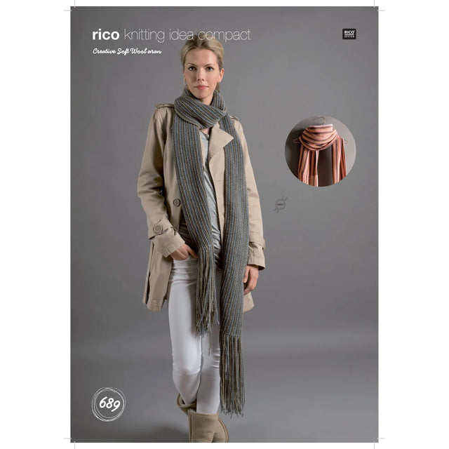Rico Aran Scarf Knitting Pattern 689