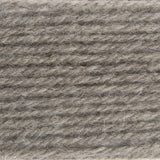 A close-up texture shot of twisted yarn in a heathered taupe-gray color, showing the fuzzy, multi-toned fibers.