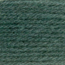 A close-up texture shot of dark teal green yarn, showing the twisted fibers and heathered color.