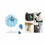 Collection of colourful crochet keychains and pouches on a white background