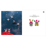 Colourful plush toys on a red platform with a starry sky background