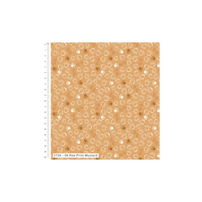 Ruff and Tumble 100% Cotton Fabric Paw Print Mustard