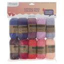 Pack of Scheepjes Catona Minis yarn in berry bliss colors with brand label.