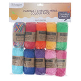 Packaged yarn set with colourful skeins Fruit Platter and 'Scheepjes' branding on a white background