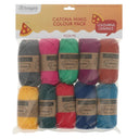 Packaged Scheepjes Catona Minis yarn set with colourful balls on a white background