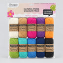 Scheepjes Catona Minis Colour Pack with colourful yarn balls on a white background